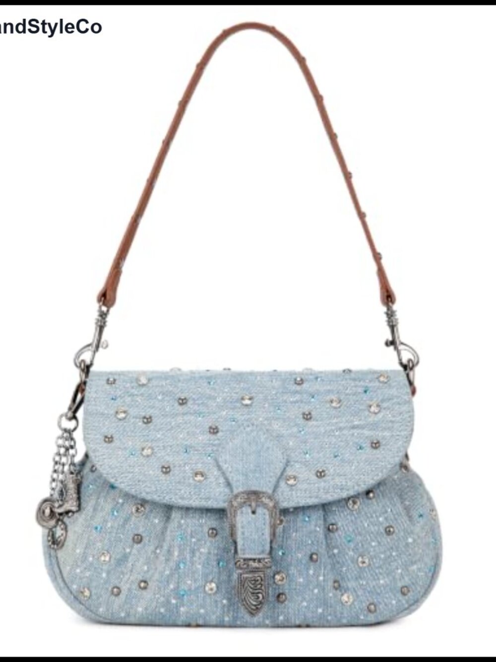 Rhinestone Denim Shoulder Bag Small Crossbody Western Purse Bling Party
